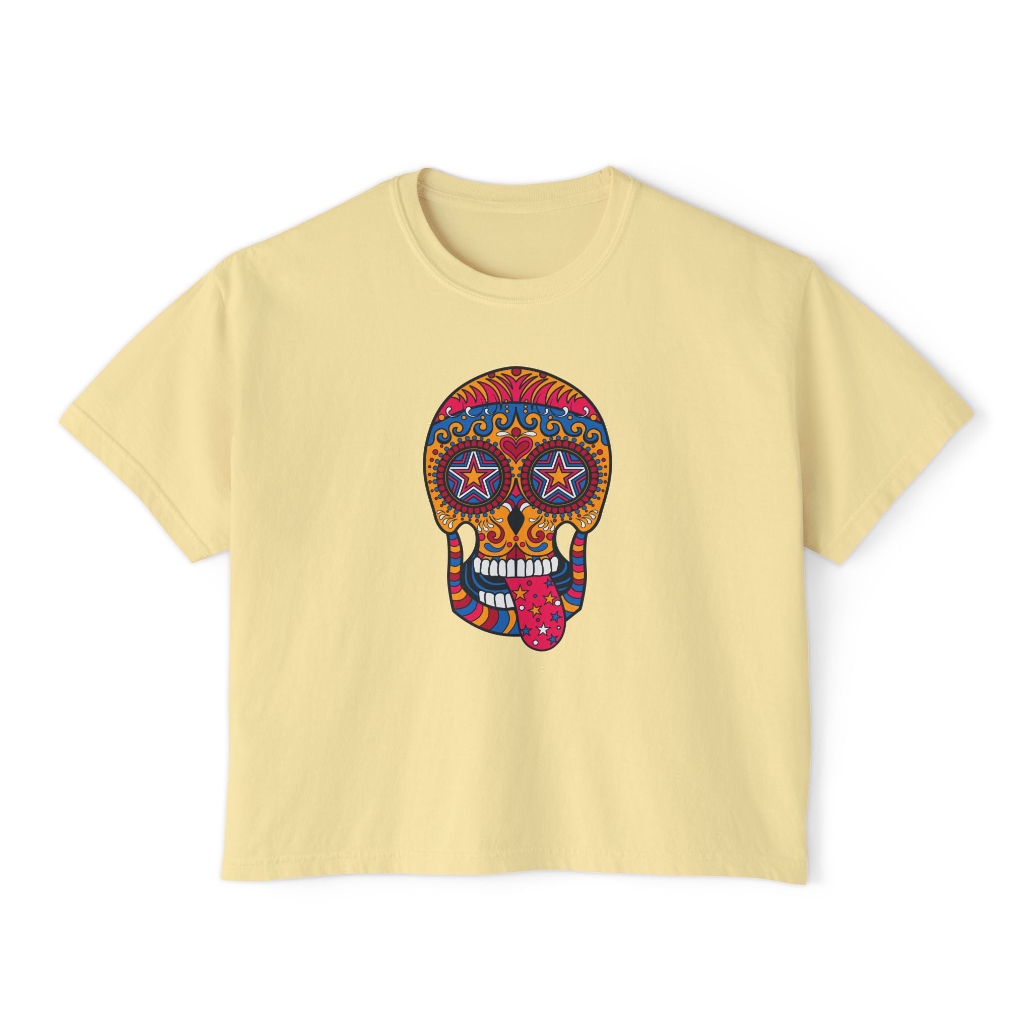 Sugar Skull Boxy Tee - Day of the Dead Women's Shirt