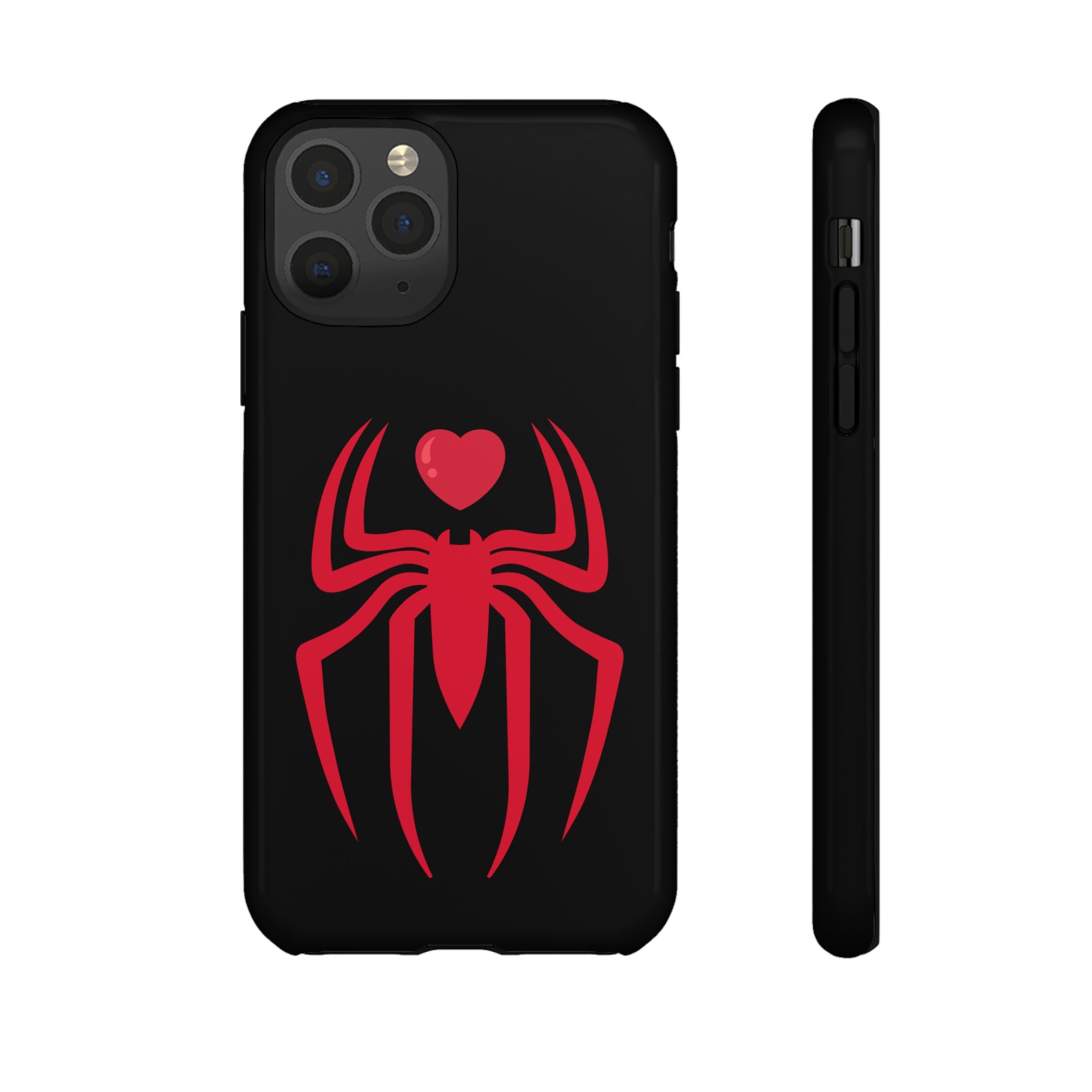 Red Spider Heart Tough iPhone Cases, Spiderweb iPhone Cover, Gothic Phone Accessories, Halloween Gift, Creepy Arachnid iPhone Protectors