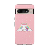 Kawaii Cat Rainbow Tough Cases, Cute Kitty Phone Cover, Protective Phone Case, Adorable Cat Lover Gift, Fun Rainbow Cat Phone Accessories