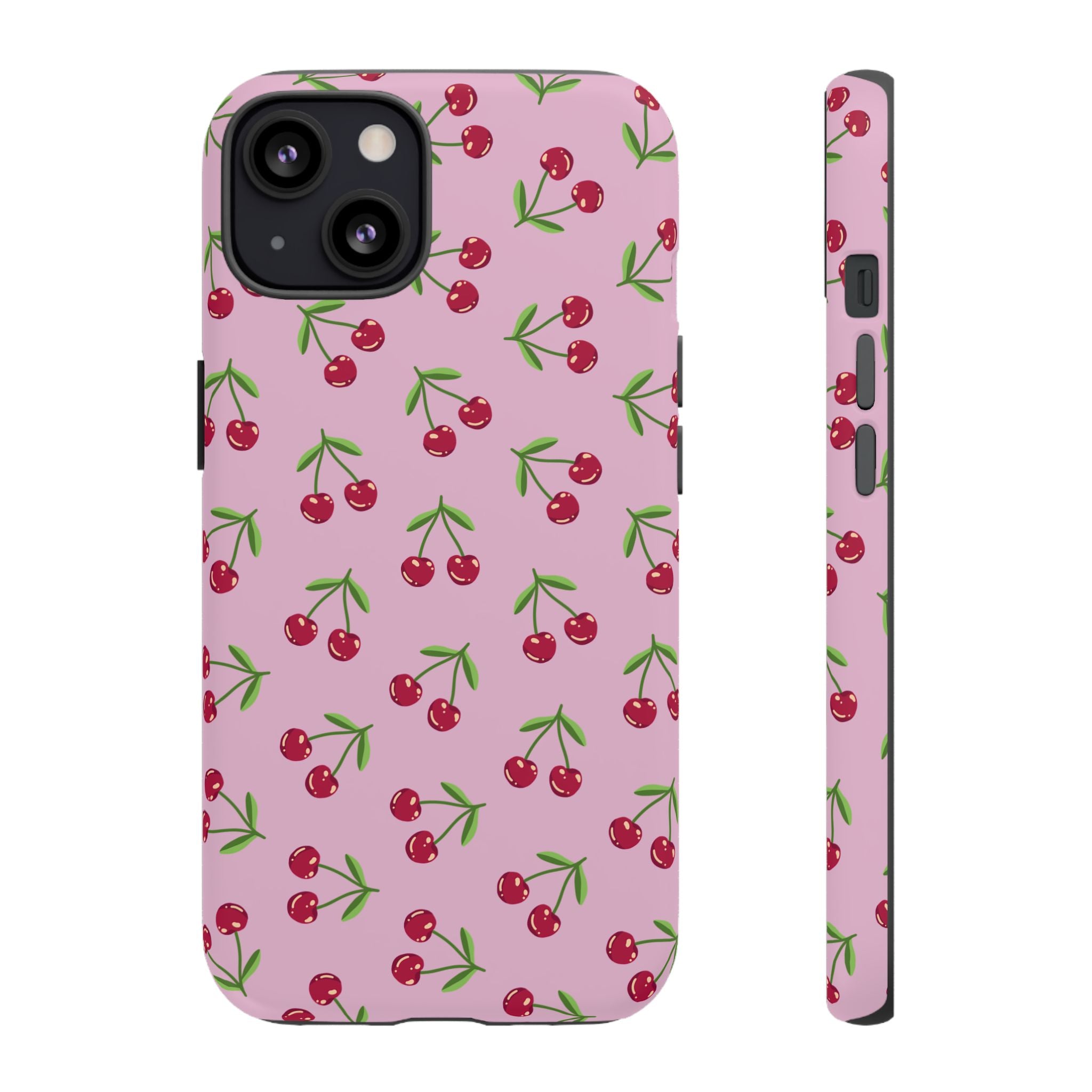 iPhone Cherry Pattern Phone Cases, Floral Tough Cover, Protective Smartphone Shell, Hard Case Gift for Her, Pretty Device Accessories