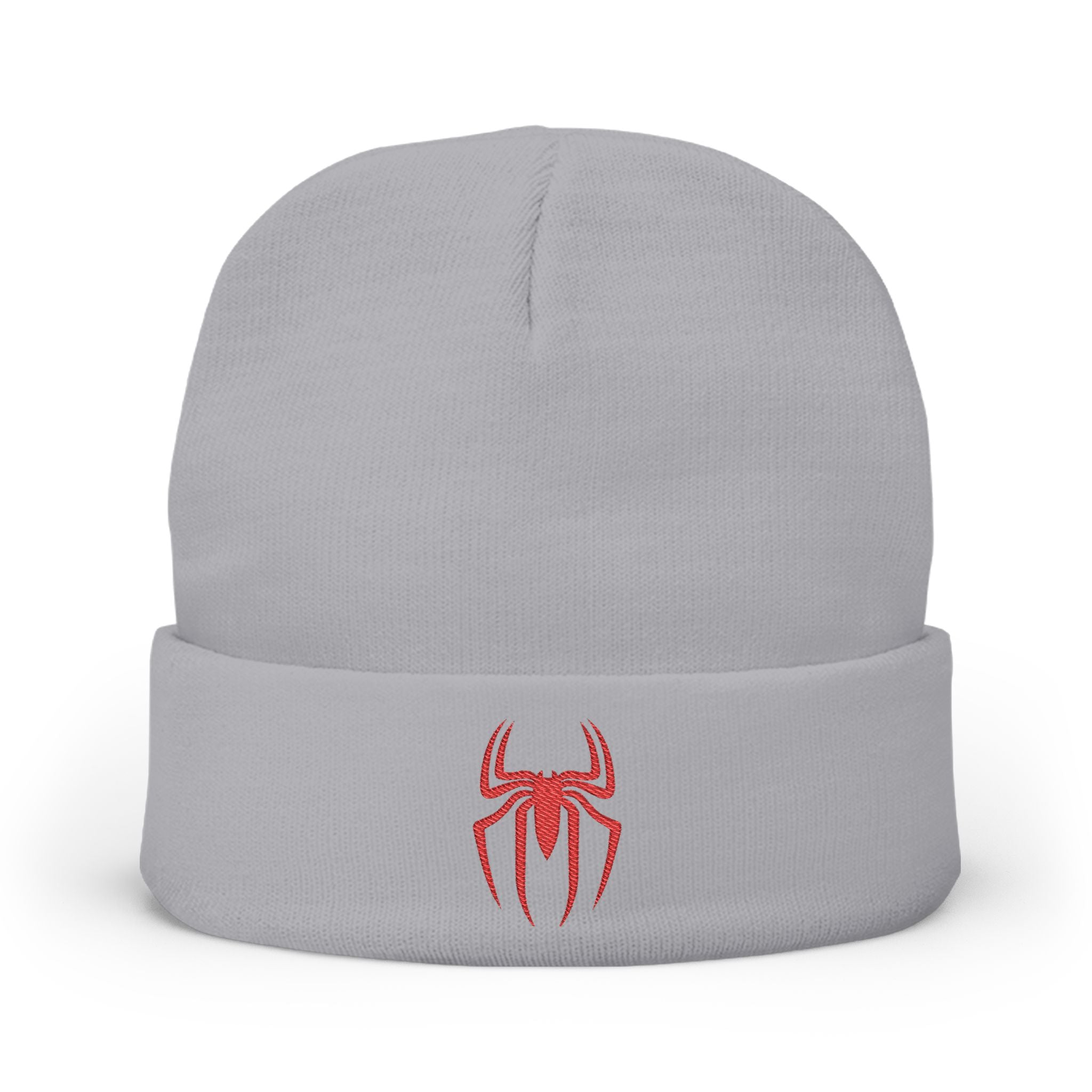 Embroidered Black Spider Knit Beanie — Halloween Spider Hat