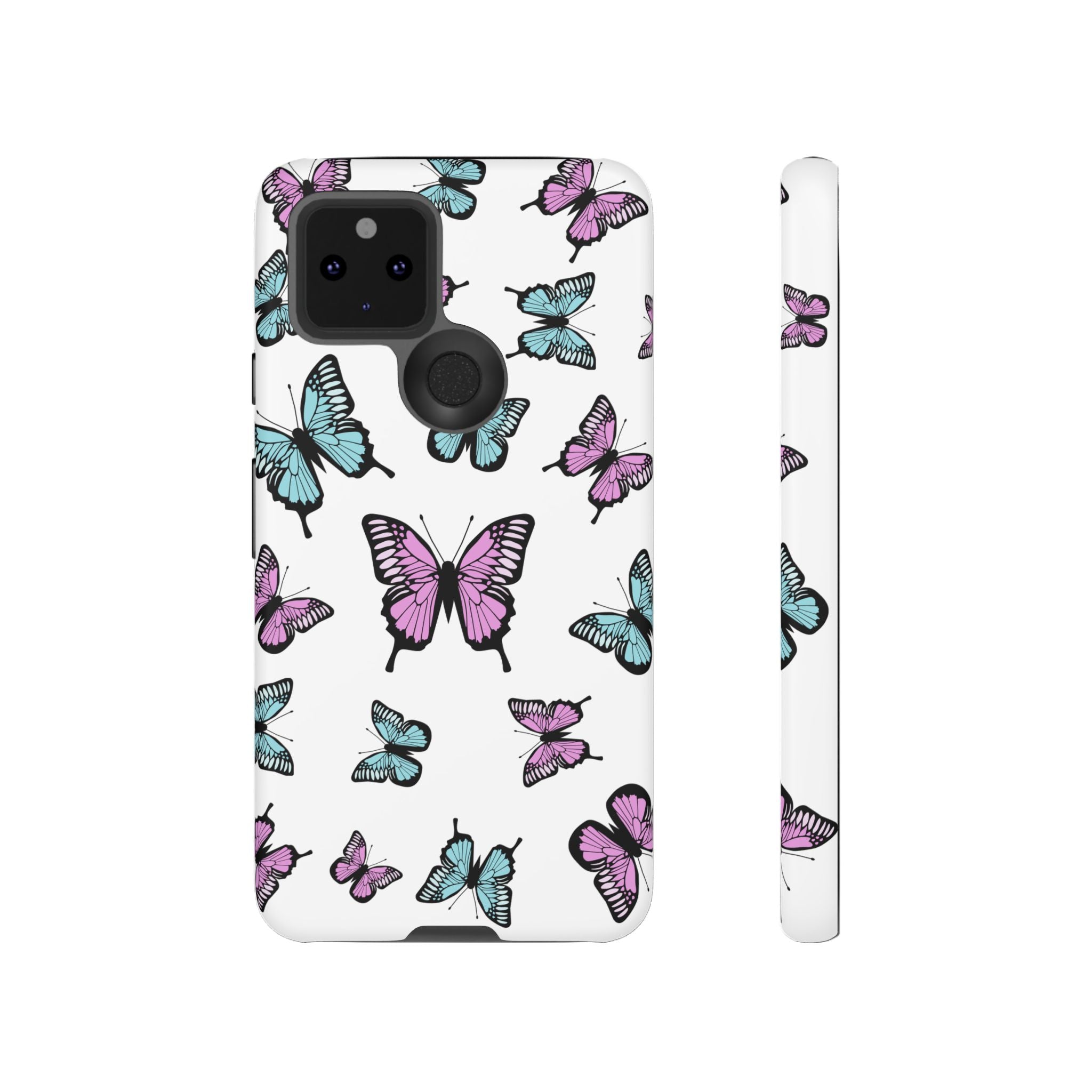 Butterfly Pattern White Background Phone Cases, Protective Cover, Strong Cases, Impact Resistant, Floral Design, Unique Gifts