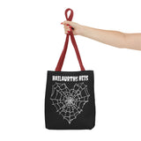 Gothic Spider Web Heart Tote Bag - Creepy Halloween Carryall, Black Widow Arachnid Shoulder Tote, Spooky Goth Shopping Bag, Punk Rock