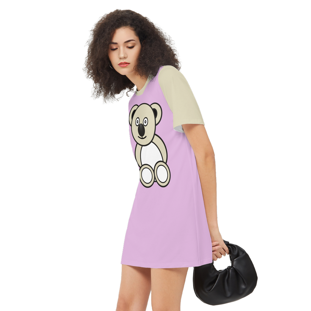 Cute Bear Short-Sleeve T-Shirt Dress-Heavyweight 225g