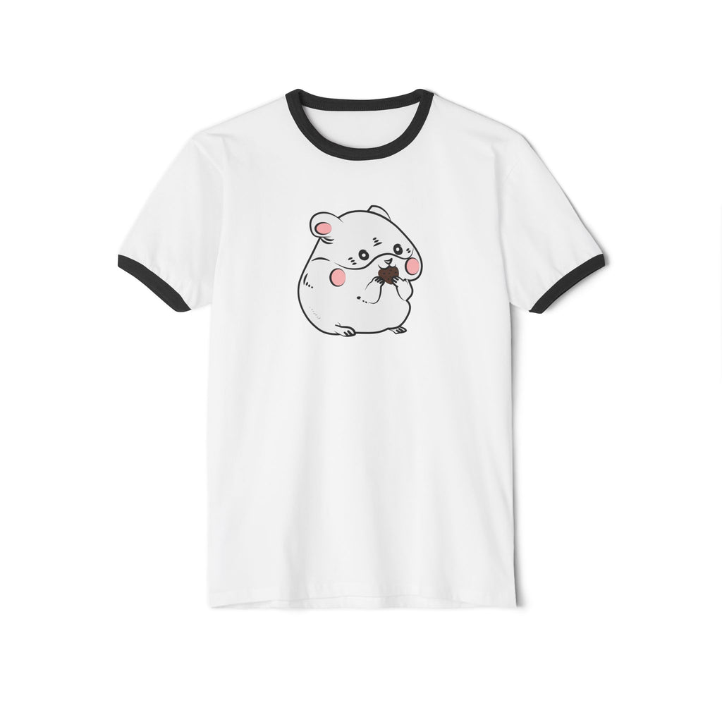Kawaii Cute Hamster Ringer Tee - Cotton T-Shirt - Animal Lover Gift - Funny Graphic Tee - Cute Rodent Shirt