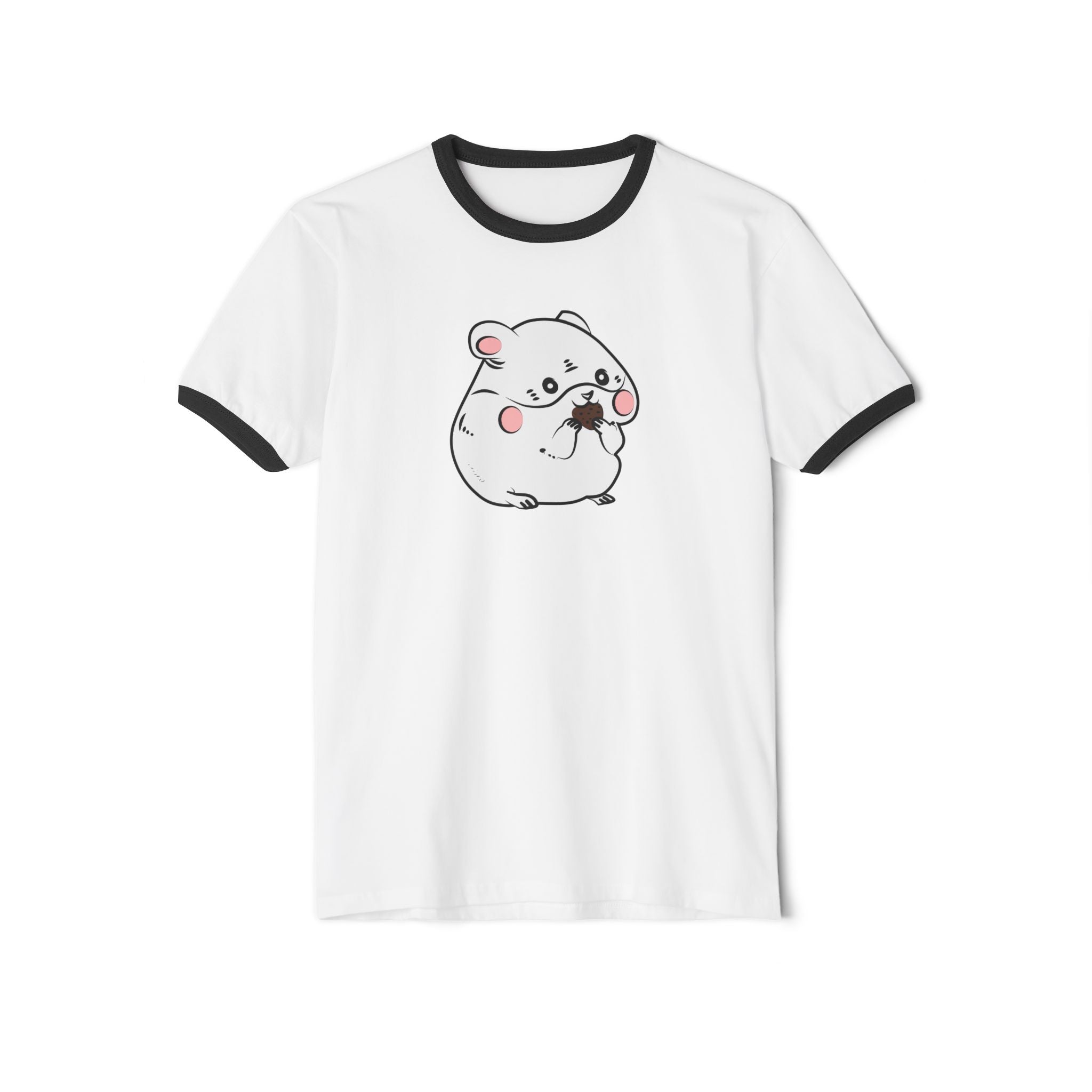 Kawaii Cute Hamster Ringer Tee - Cotton T-Shirt - Animal Lover Gift - Funny Graphic Tee - Cute Rodent Shirt