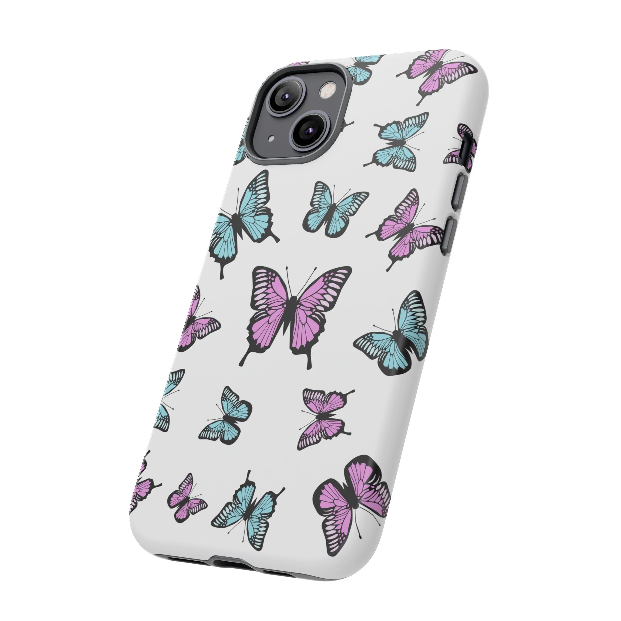 Butterfly Pattern White Background Phone Cases, Protective Cover, Strong Cases, Impact Resistant, Floral Design, Unique Gifts