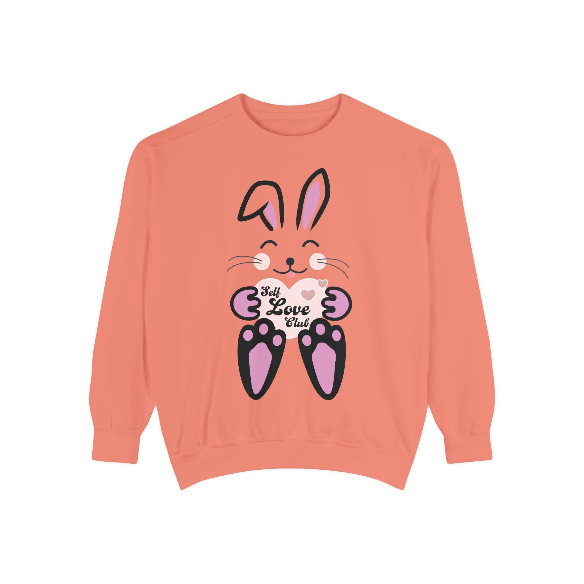 Kawaii Rabbit Face Unisex Sweatshirt, Self Love Club, Cute Jumper, Pastel Bunny Shirt, Cozy Pullover, Gift for Rabbit Lovers