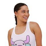 Racerback Tank Top - Kawaii Moo Graphic, Women's Summer Shirt, Funny Cow Print Tee