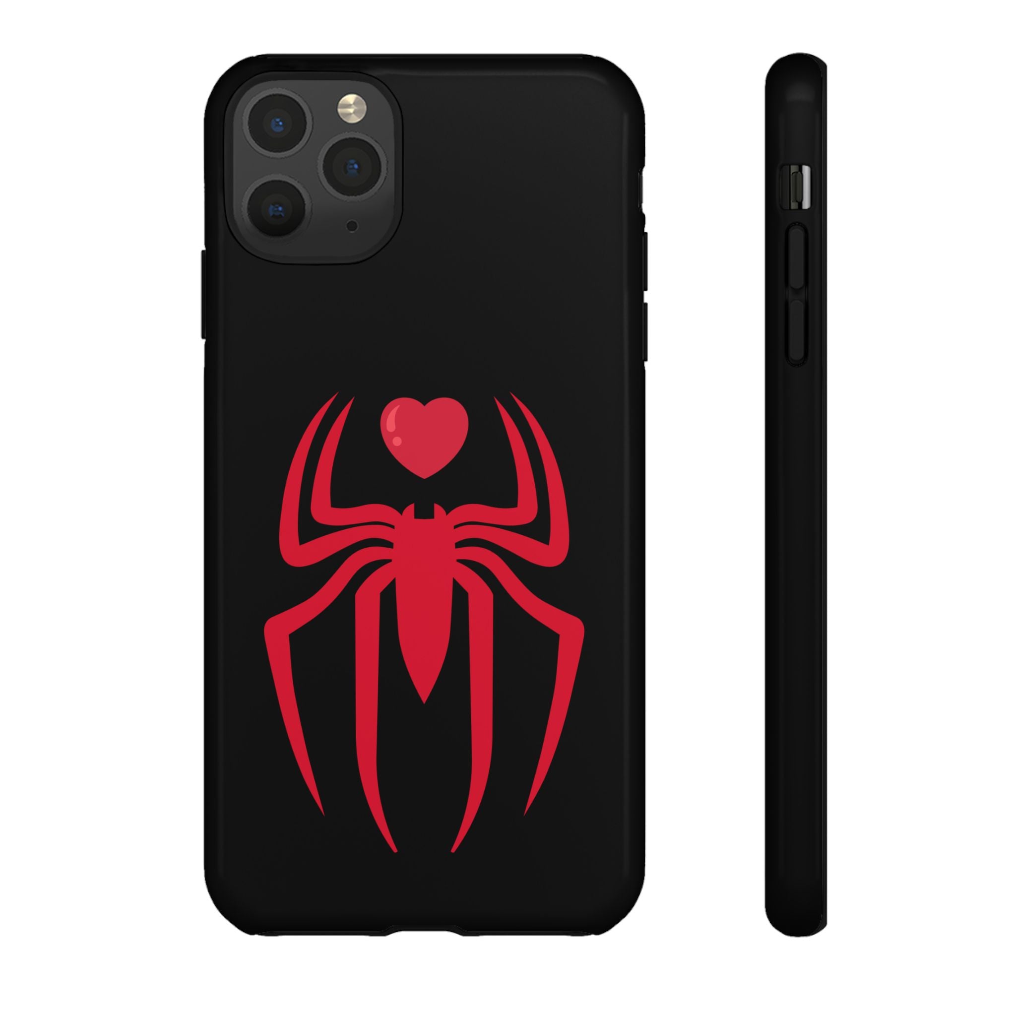 Red Spider Heart Tough iPhone Cases, Spiderweb iPhone Cover, Gothic Phone Accessories, Halloween Gift, Creepy Arachnid iPhone Protectors