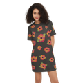 Poppy Flower Pattern Women's Short-Sleeve T-Shirt Dress-Heavyweight 225g