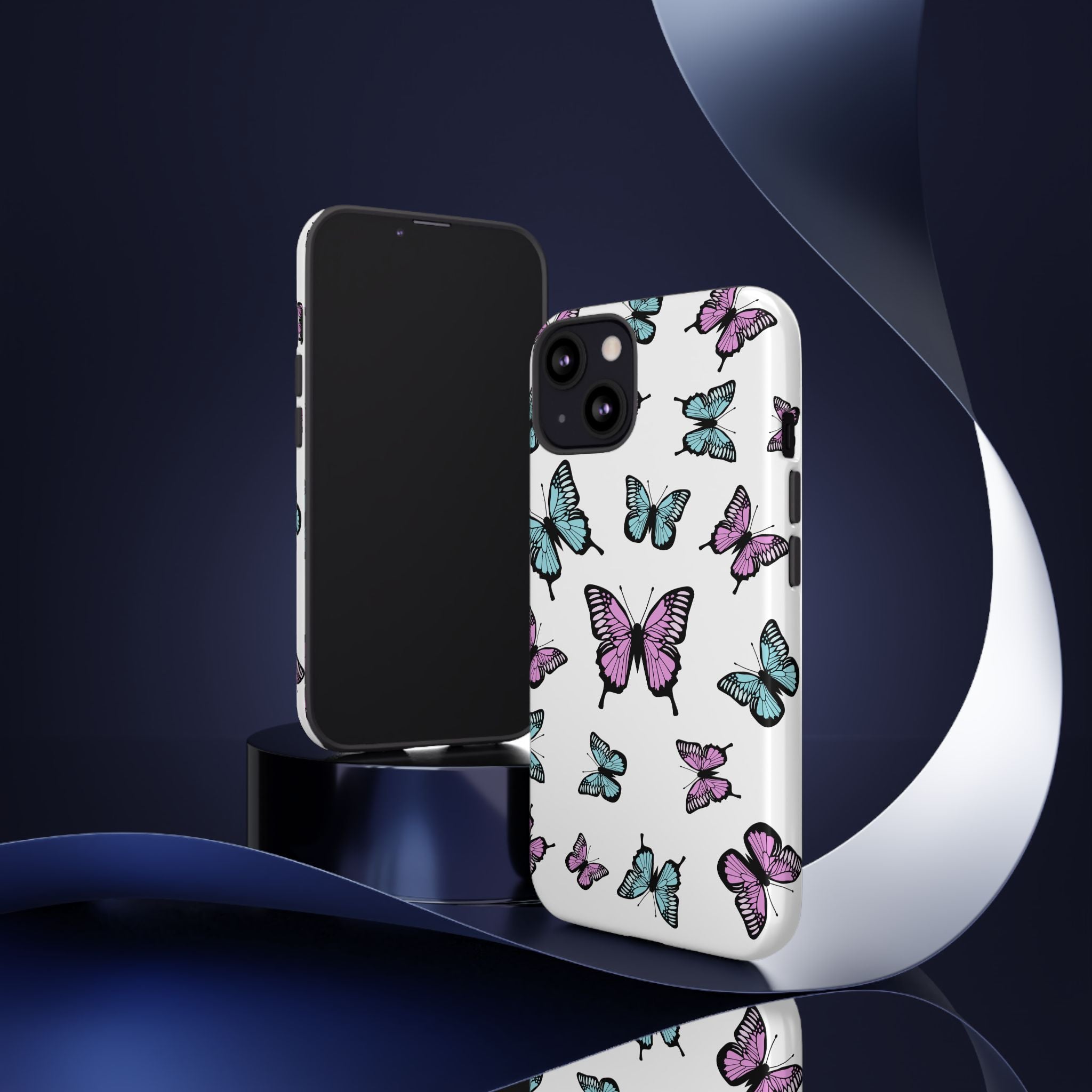 Butterfly Pattern White Background Phone Cases, Protective Cover, Strong Cases, Impact Resistant, Floral Design, Unique Gifts