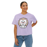 Kawaii Hedgehog Boxy Tee - Women's Graphic T-Shirt