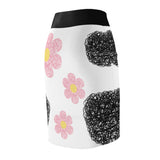 Floral Pencil Skirt - Black Pink Women's Skirt - Spring Fashion