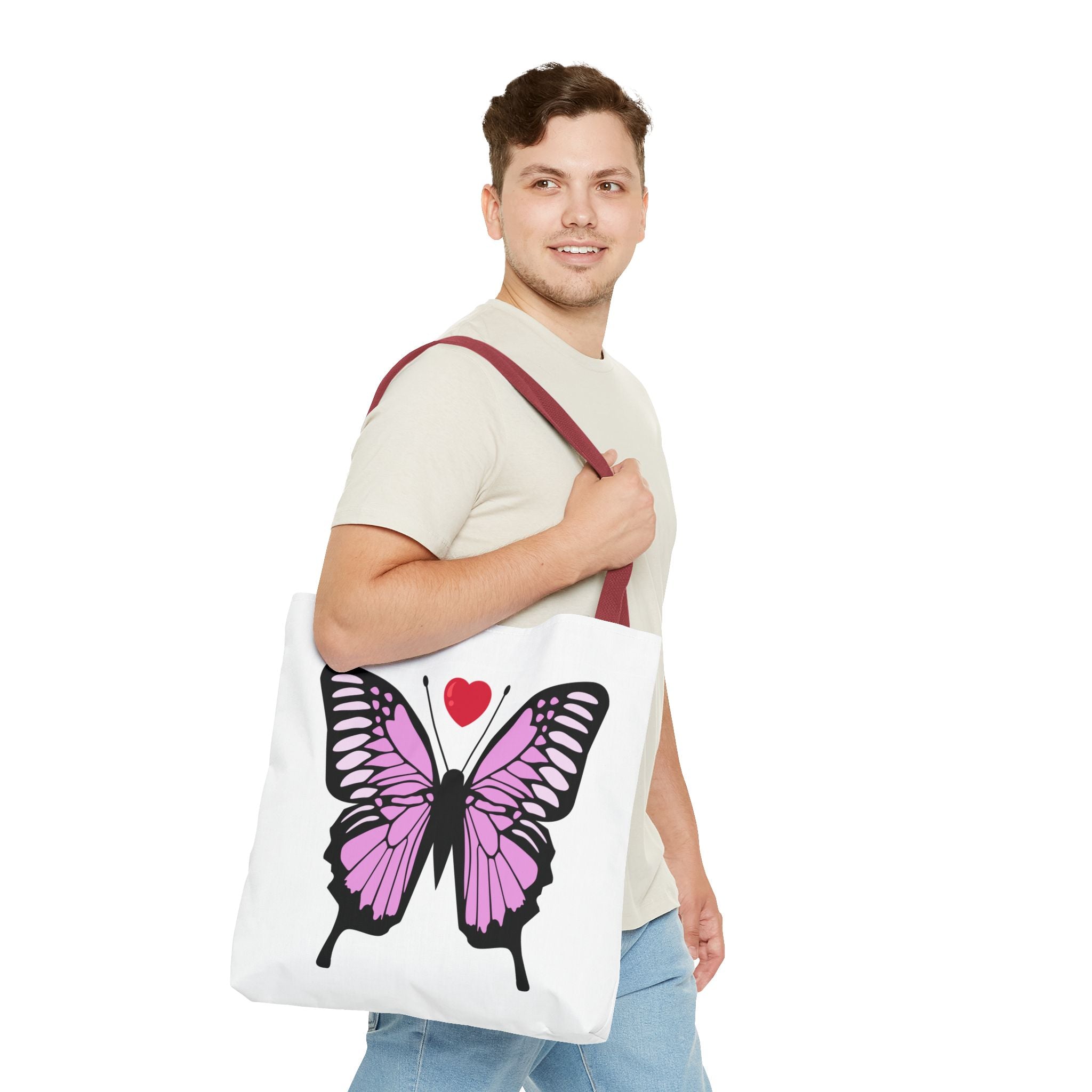 Pink Butterfly Tote Bag - Feminine Floral Design
