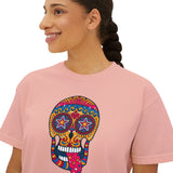 Sugar Skull Boxy Tee - Day of the Dead Women's Shirt