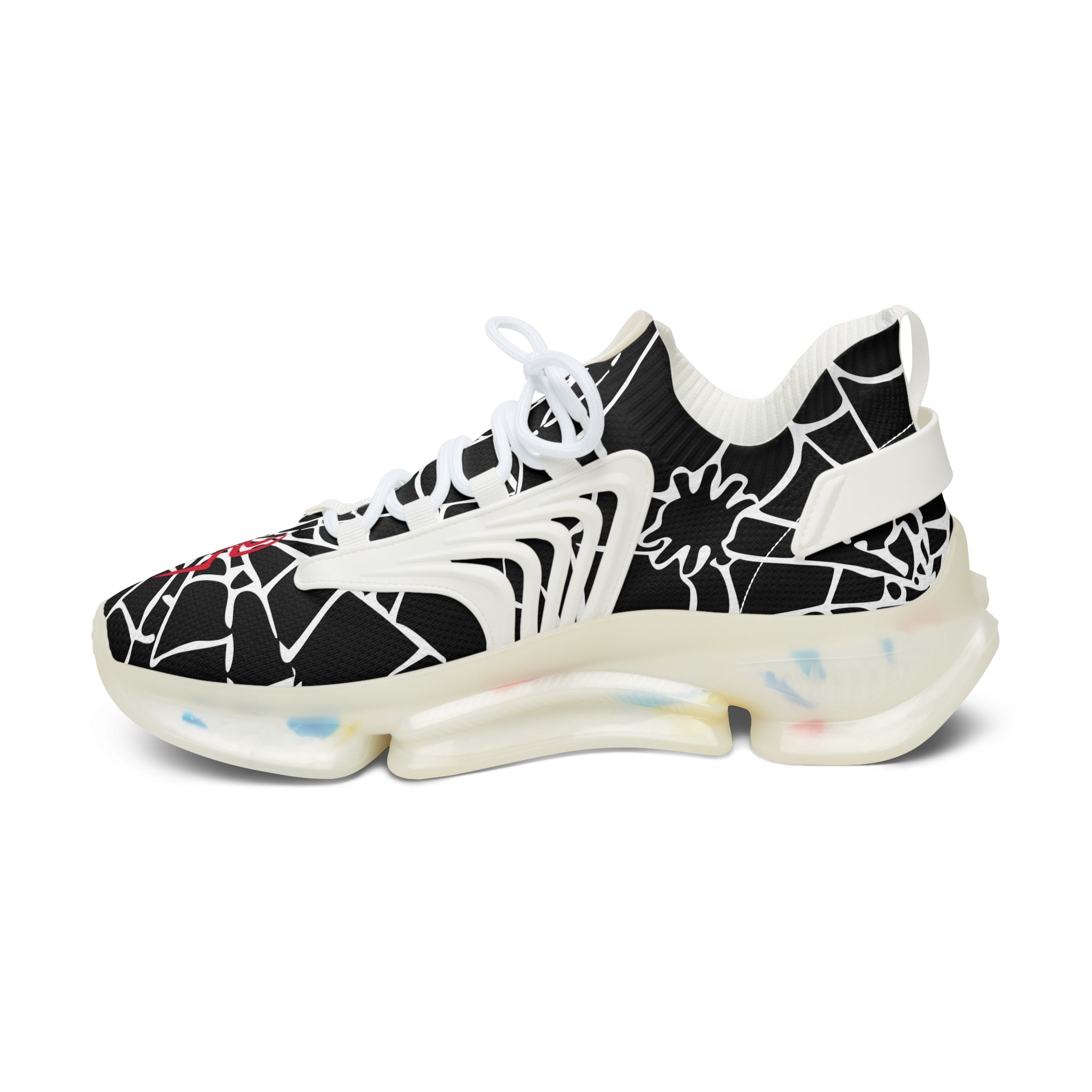Red and white spiders on a spider's web Mesh Sneakers - Spider Web Women's Sneakers