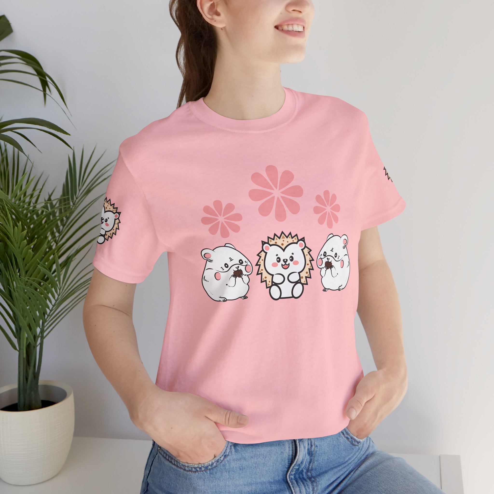 Cute Animal Tee - Hedgehog & Hamster Shirt - Happy Critter Top