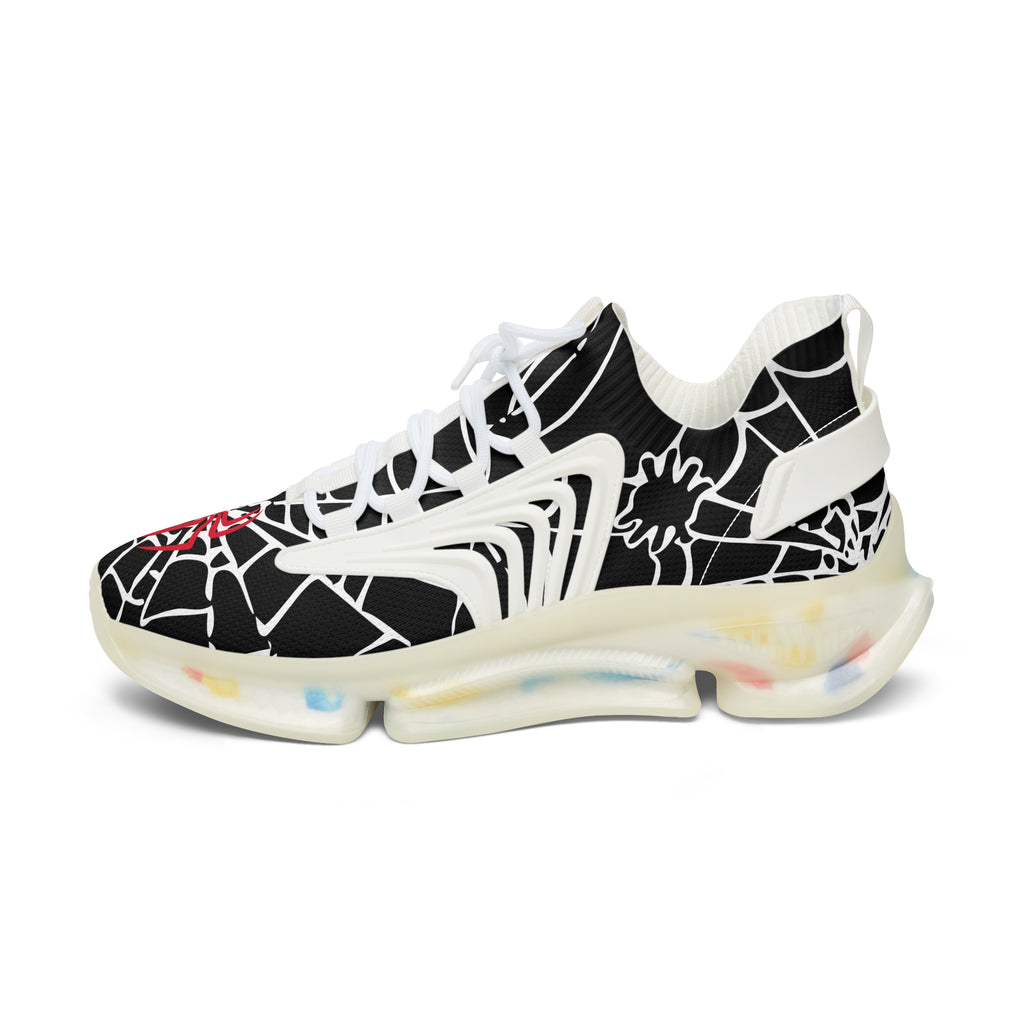 Red and white spiders on a spider's web Mesh Sneakers - Spider Web Women's Sneakers