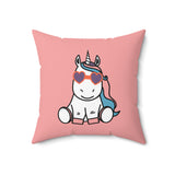 Kawaii Unicorn Spun Polyester Square Pillow