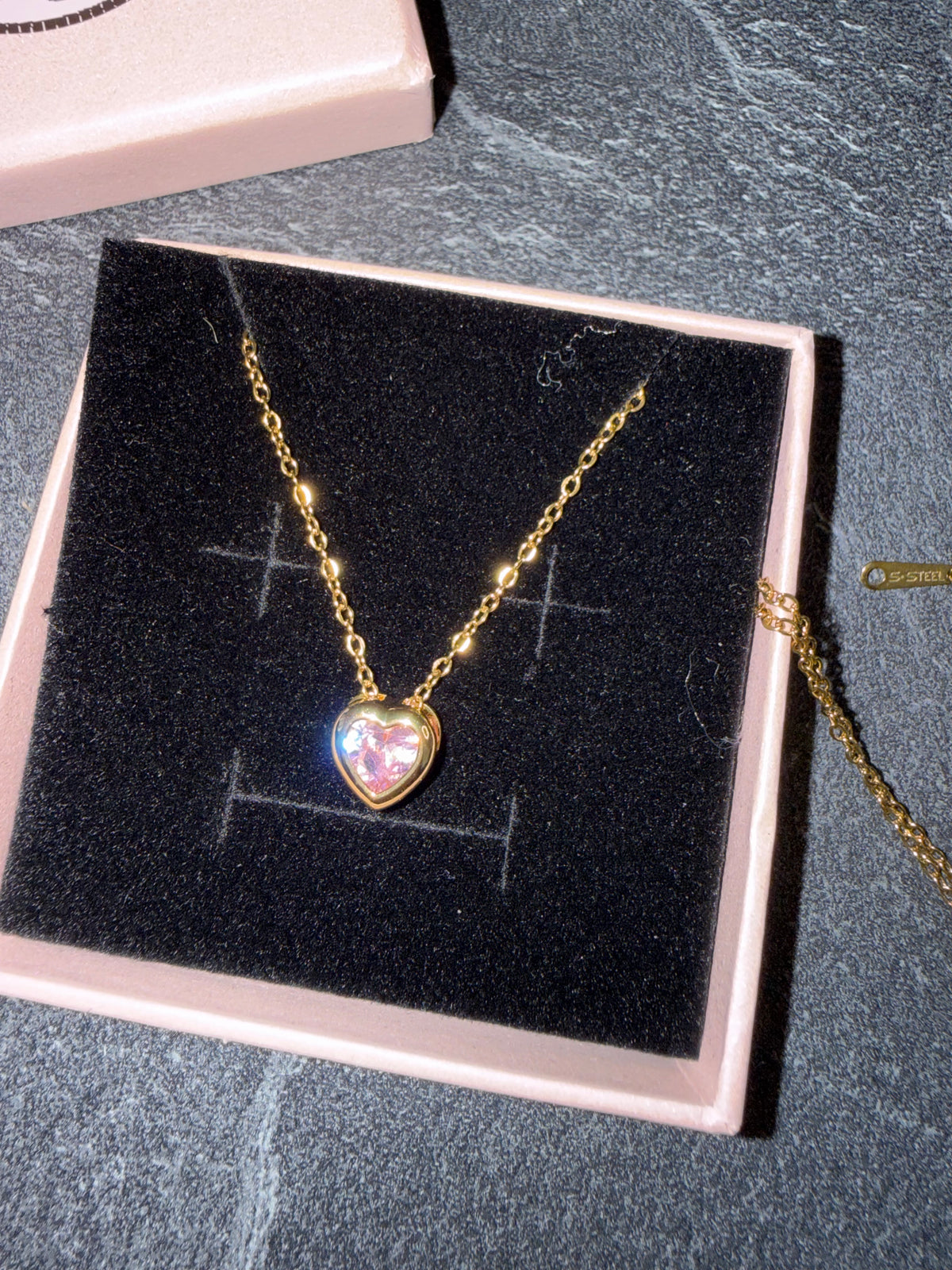 Gold-Tone Heart Pendant Necklace – Cute Stainless Steel Style Jewelry