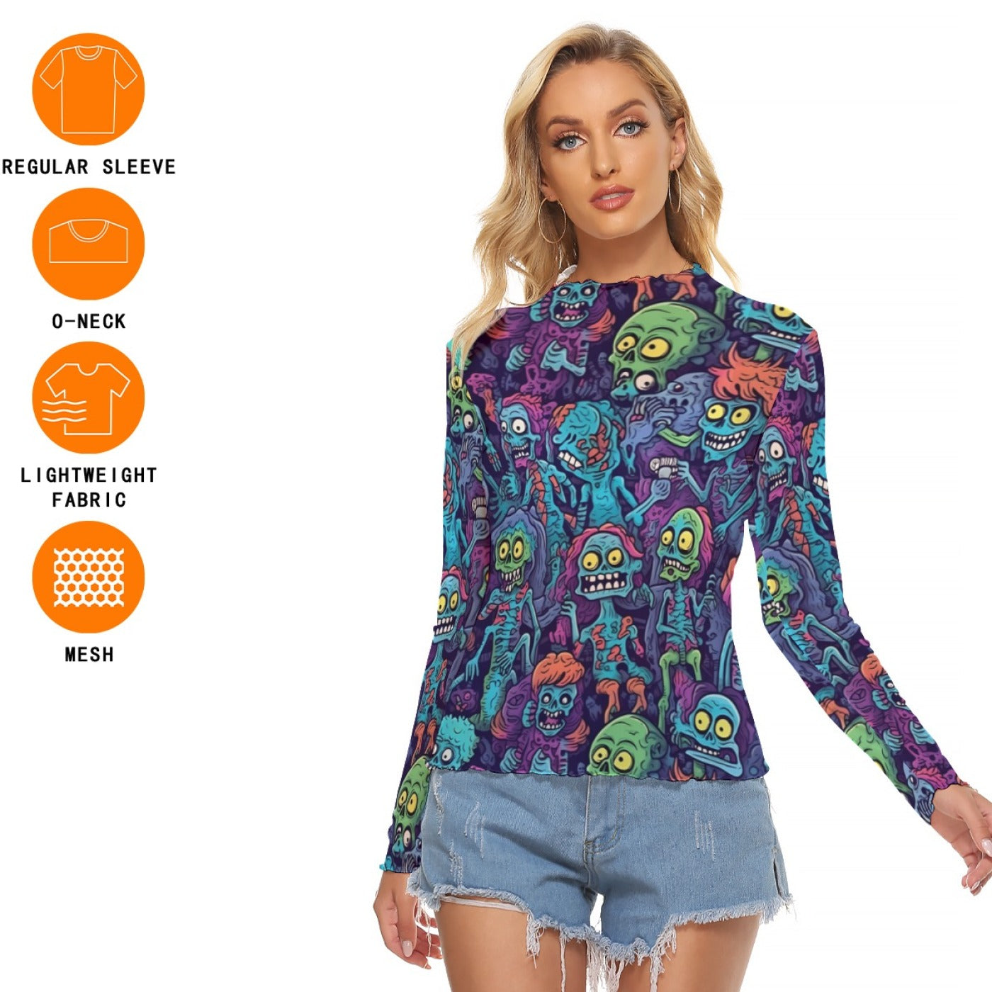 Colorful Zombie Monster Mesh Top