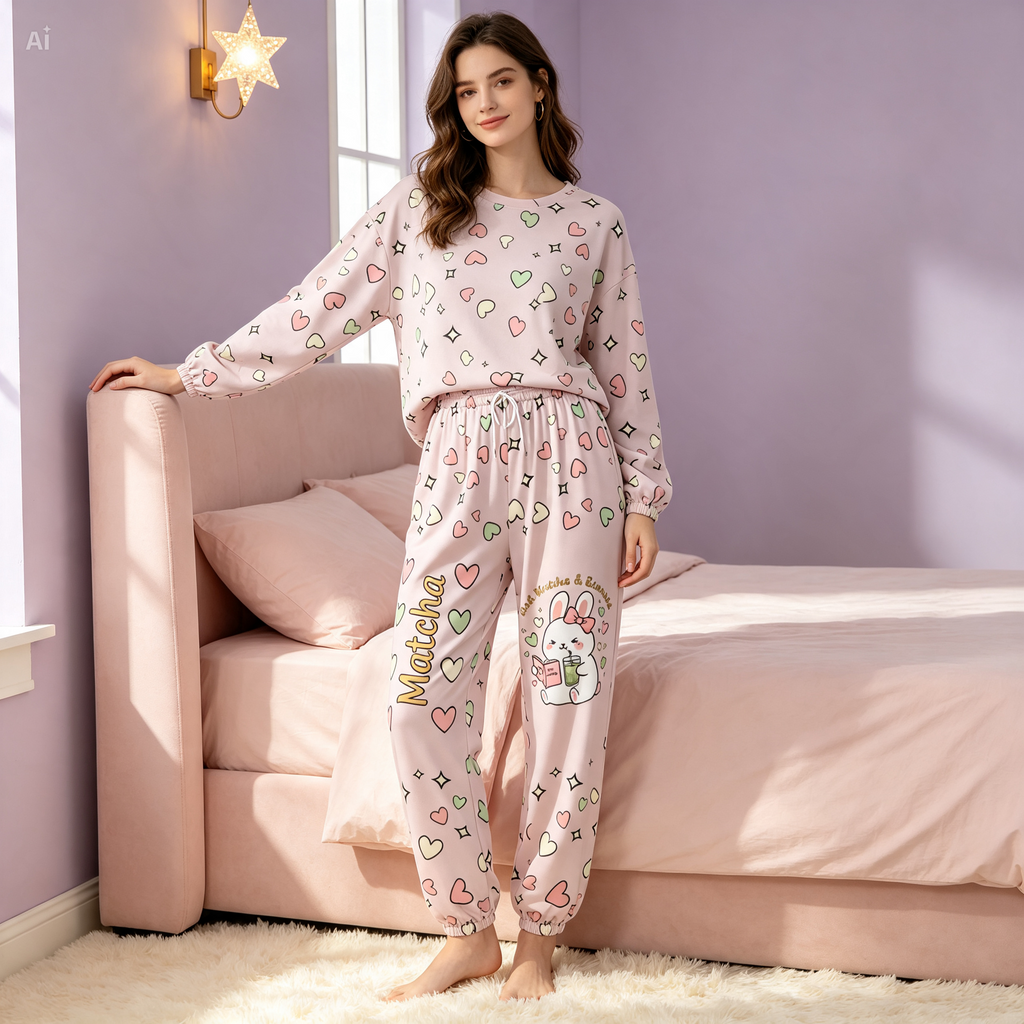 Iced Matcha Bunny Plush Pajama Pants