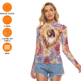 Floral Jesus Mesh Long Sleeve – Sheer Artistic Top with Spiritual Artwork