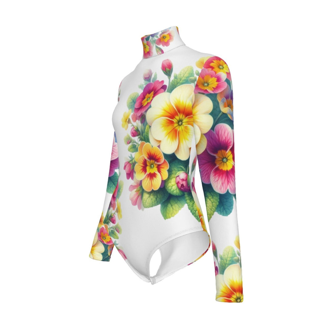 Colorful Floral Turtleneck Bodysuit