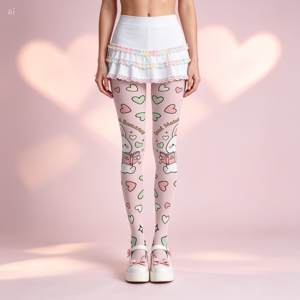 Pastel Bunny Heart Tights | Cute Kawaii Stockings