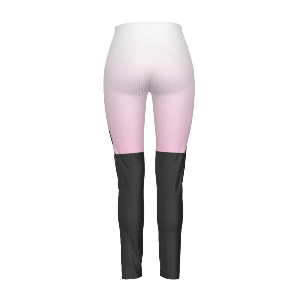 Pastel Pink Black Cat Leggings