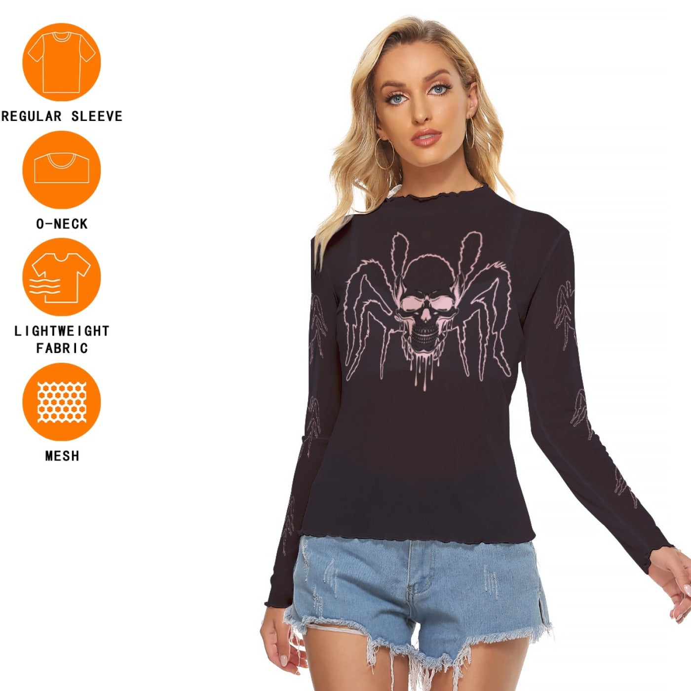 Spider Skull Gothic Mesh Top