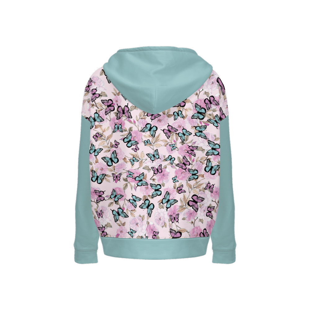 Flowers and Butterflies Pattern Women's Relaxed Fit Hoodie-Super Heavy 375g