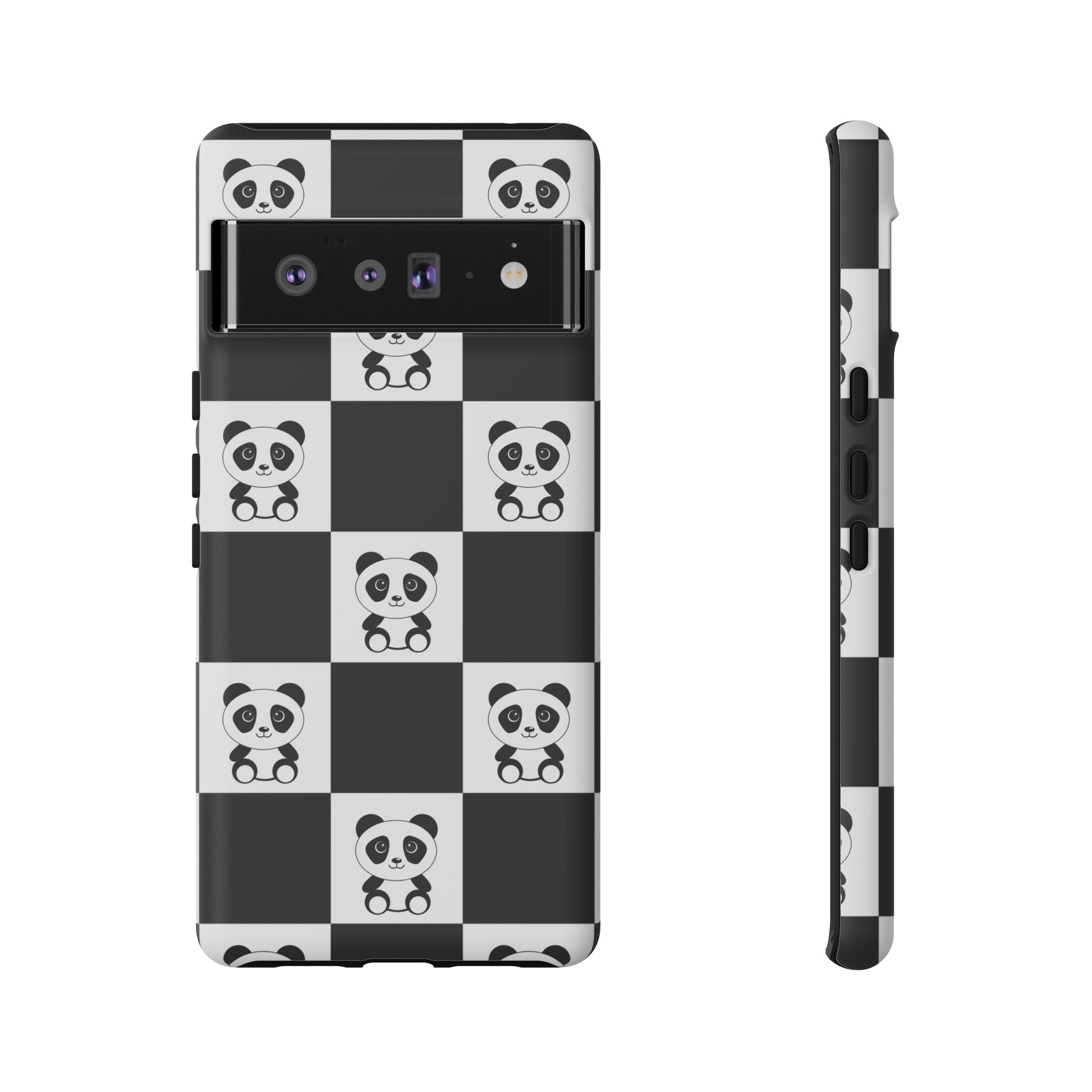 Panda Chessboard Tough Cases, Cute Panda Phone Covers, Chess Pattern iPhone Case, Board Games Phone Accessories, Animal Lover Tech