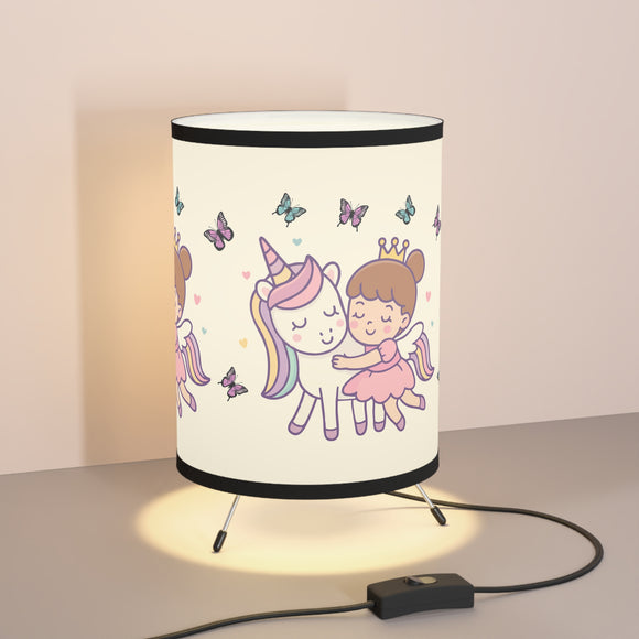 Tripod Lamp - Unicorn Princess Design - High-Res Printed Shade - US\CA Plug