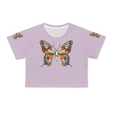 Butterfly Crop Tee, Women's Graphic Shirt, Nature Lover Top, Summer Fashion, Short Sleeve Blouse