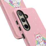 Kawaii Cat Rainbow Tough Cases, Cute Kitty Phone Cover, Protective Phone Case, Adorable Cat Lover Gift, Fun Rainbow Cat Phone Accessories