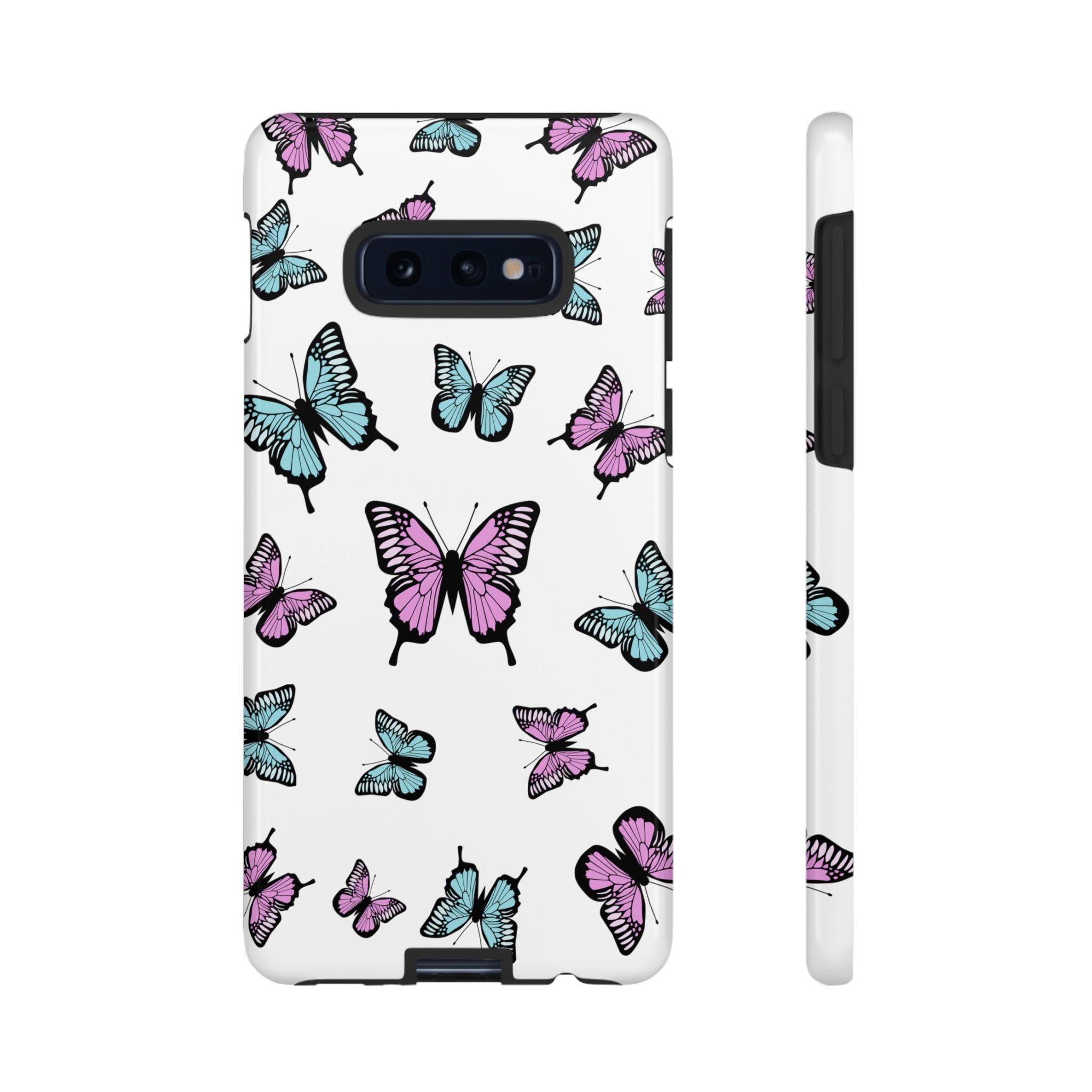 Butterfly Pattern White Background Phone Cases, Protective Cover, Strong Cases, Impact Resistant, Floral Design, Unique Gifts