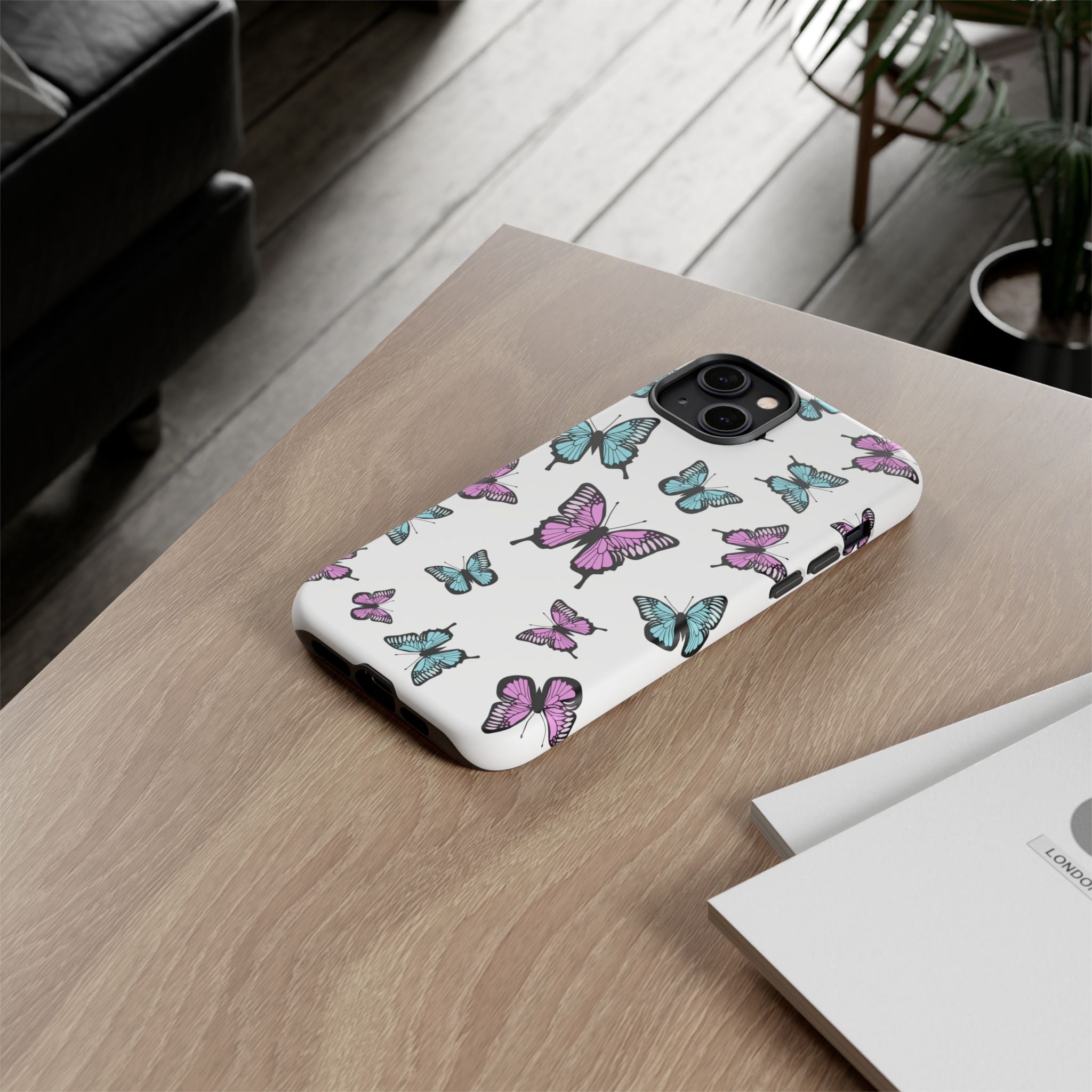 Butterfly Pattern White Background Phone Cases, Protective Cover, Strong Cases, Impact Resistant, Floral Design, Unique Gifts