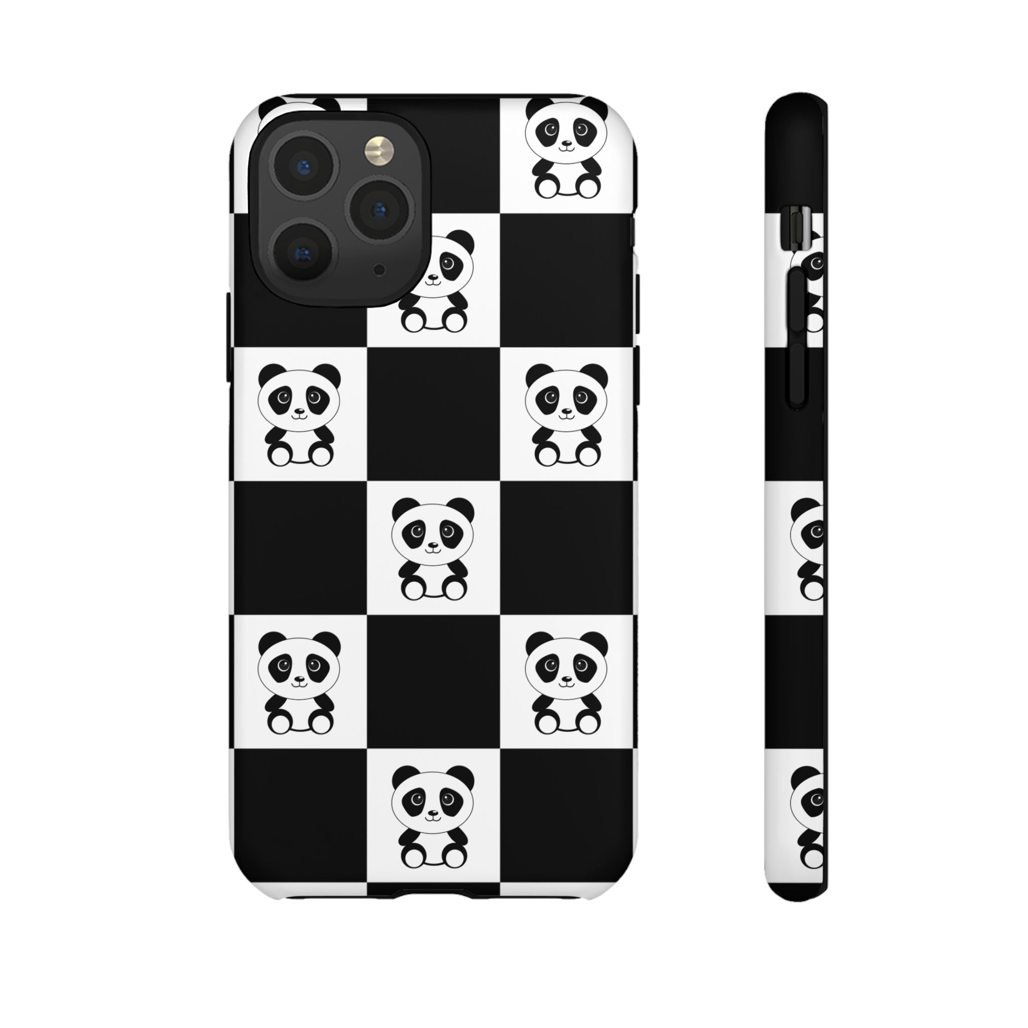 Panda Chessboard Tough Cases, Cute Panda Phone Covers, Chess Pattern iPhone Case, Board Games Phone Accessories, Animal Lover Tech