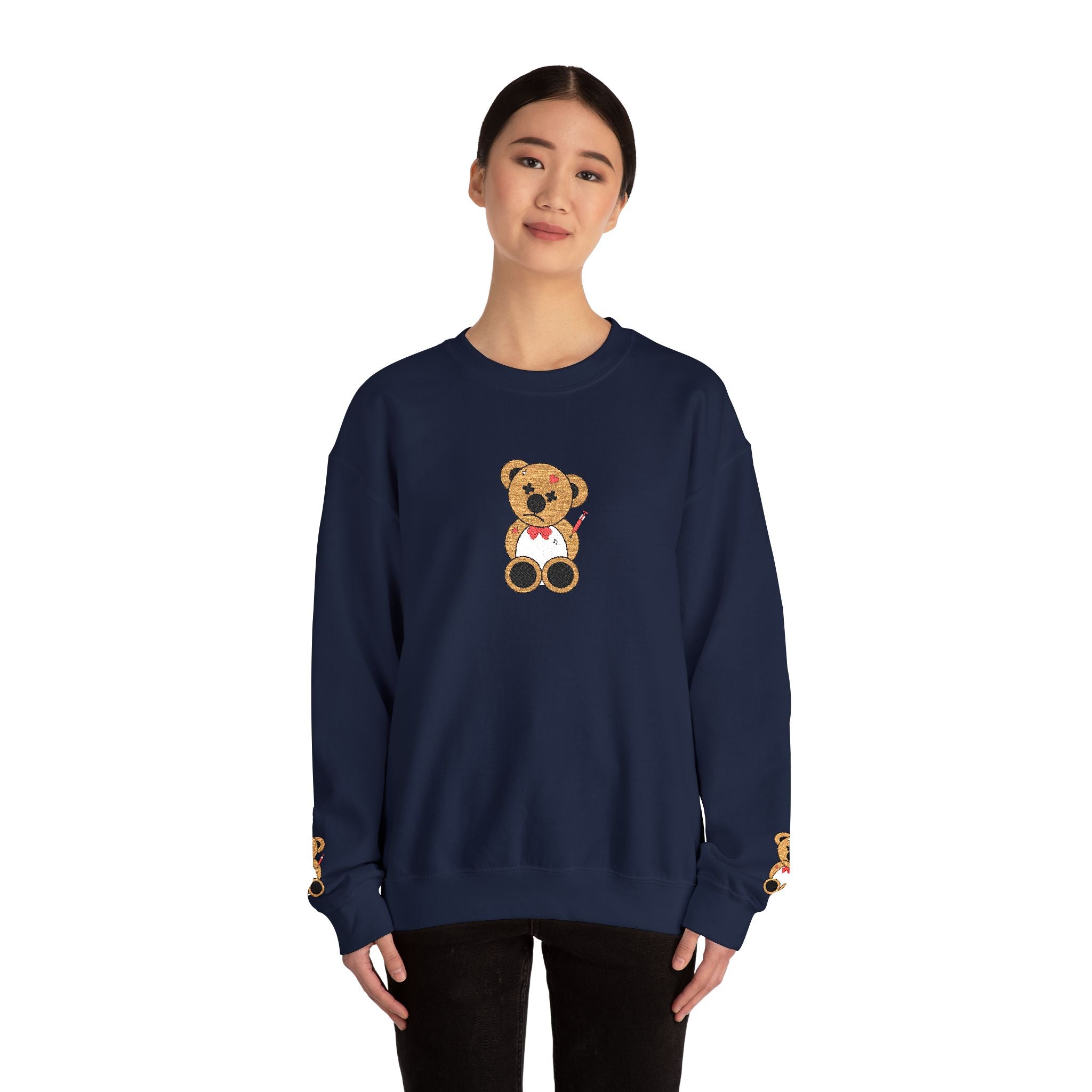 Embroidered Little Teddy Bear Crewneck Sweatshirt
