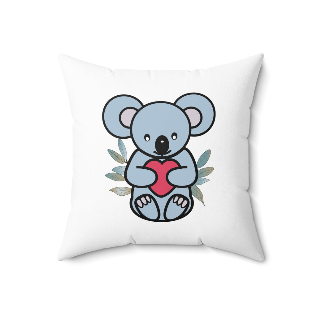 Cute Coala with Eucalyptus leaves Spun Polyester Square Pillow