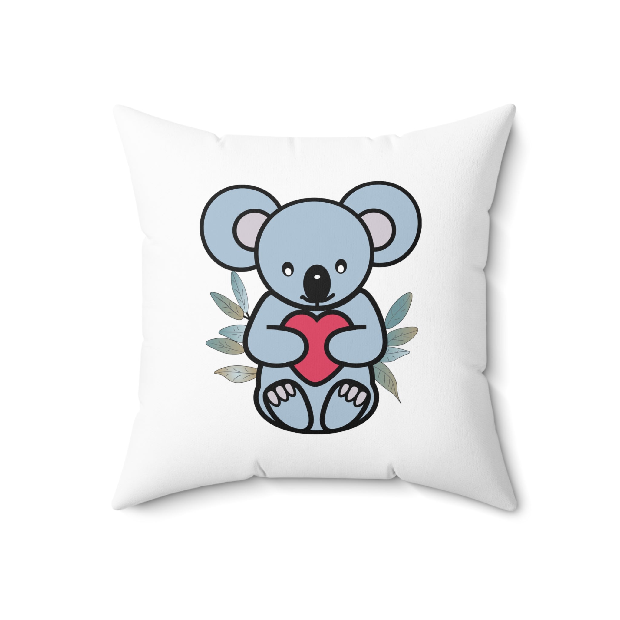 Cute Coala with Eucalyptus leaves Spun Polyester Square Pillow