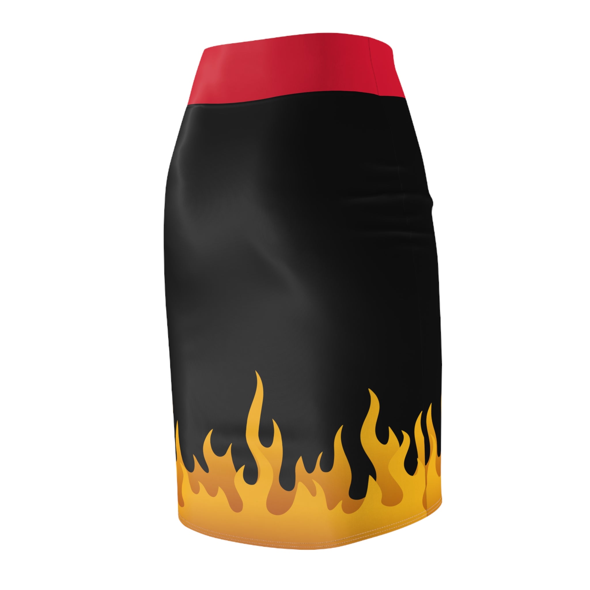 Flame Print Women's Pencil Skirt - High Waist Bodycon Skirt for Her