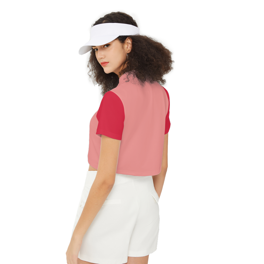 Bears in love Women's Short-Sleeve Crop Polo Shirt-Heavyweight 225g