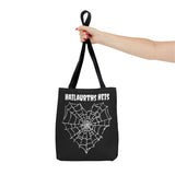 Gothic Spider Web Heart Tote Bag - Creepy Halloween Carryall, Black Widow Arachnid Shoulder Tote, Spooky Goth Shopping Bag, Punk Rock