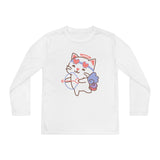 Cute Cupido Cat Youth Tee, Kids Long Sleeve Shirt, Funny Cat Shirt for Girls, Long Sleeve Kids Shirt, Cute Children's Clothing