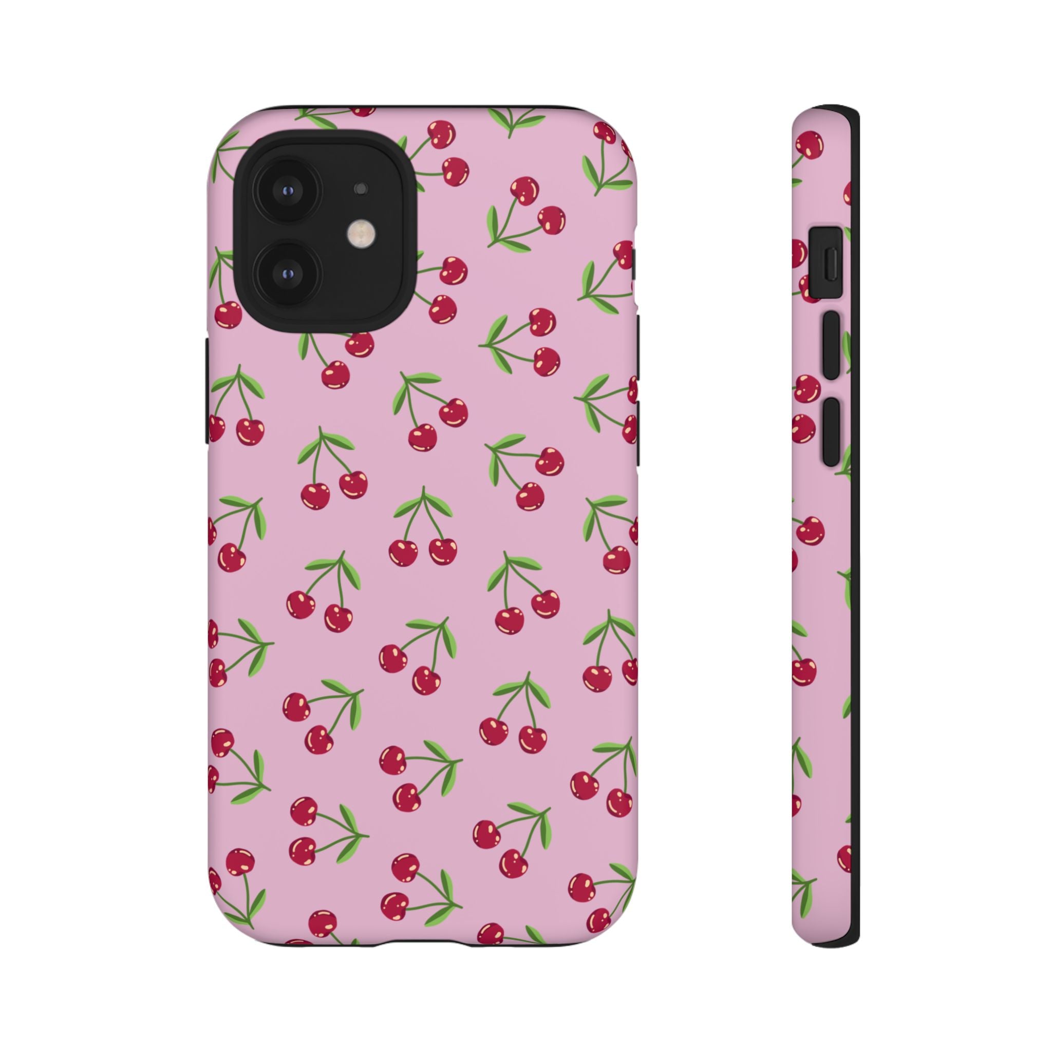 iPhone Cherry Pattern Phone Cases, Floral Tough Cover, Protective Smartphone Shell, Hard Case Gift for Her, Pretty Device Accessories