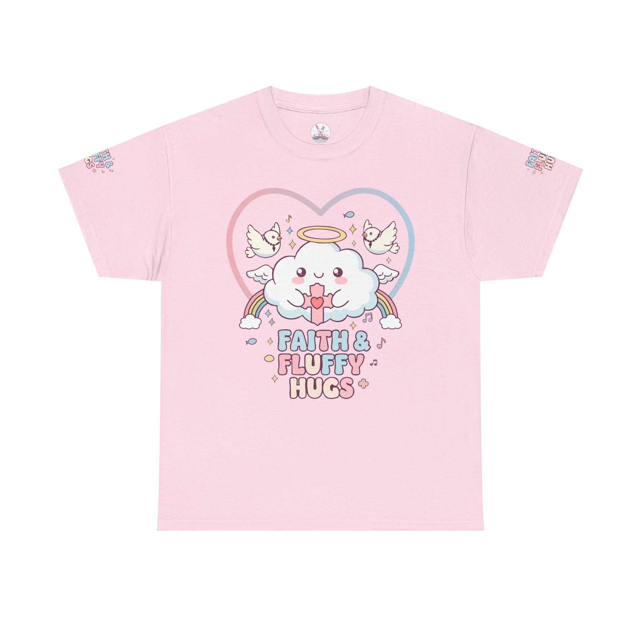 Kawaii Christian T-Shirt - Angel Cloud Rainbow Tee- Religious Graphic Top