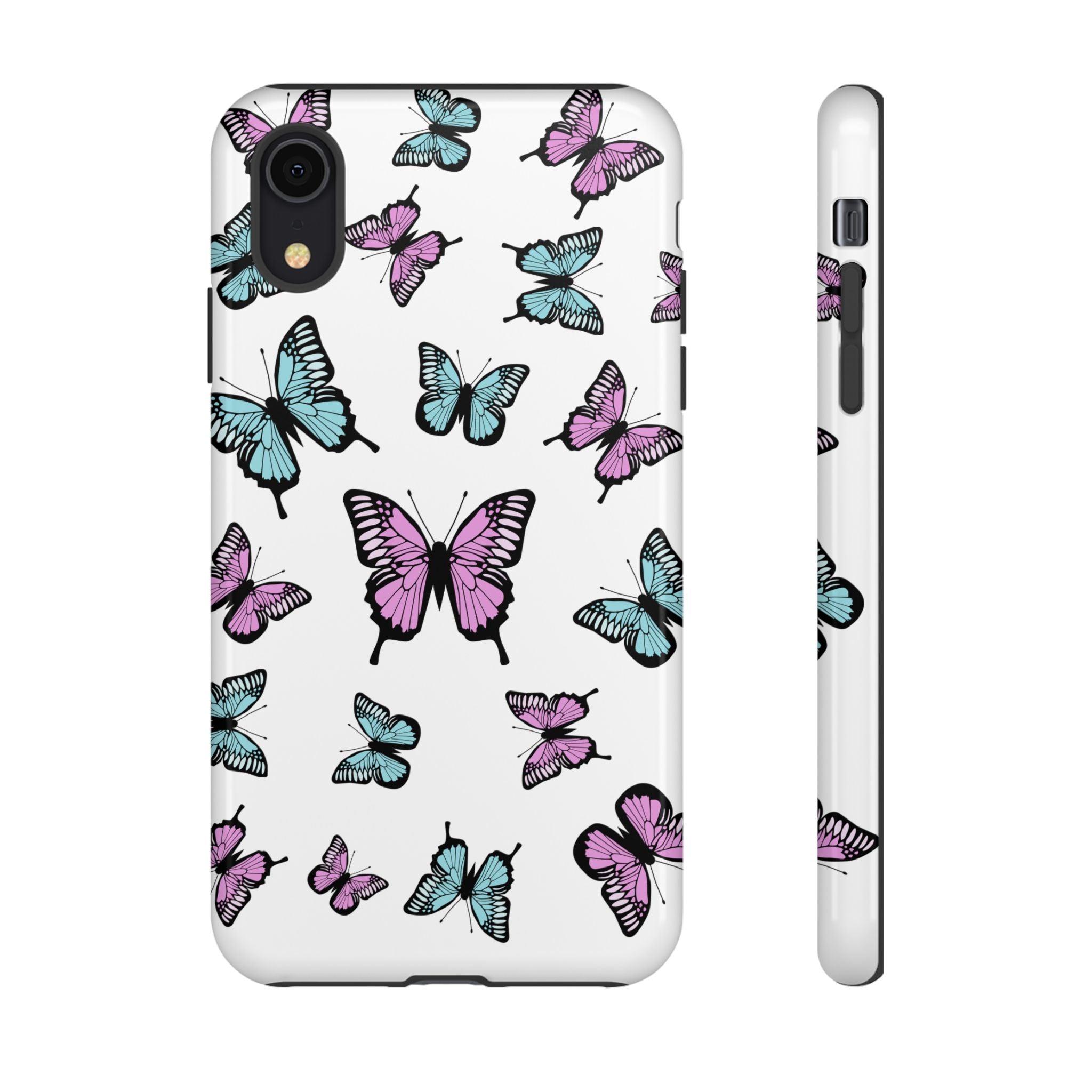 Butterfly Pattern White Background Phone Cases, Protective Cover, Strong Cases, Impact Resistant, Floral Design, Unique Gifts